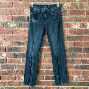 Hudson Black Denim Rivets Split Leg Jeans